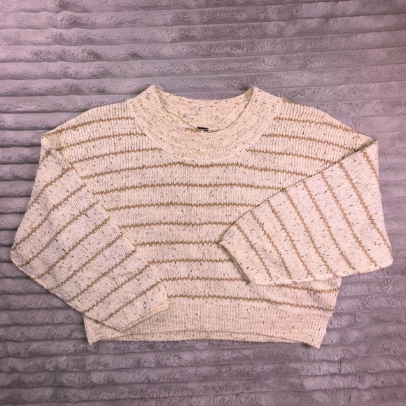 Free People Sweater Women Small Starlight Striped Sparkle Open Knit Oversize Top - Picture 5 of 12